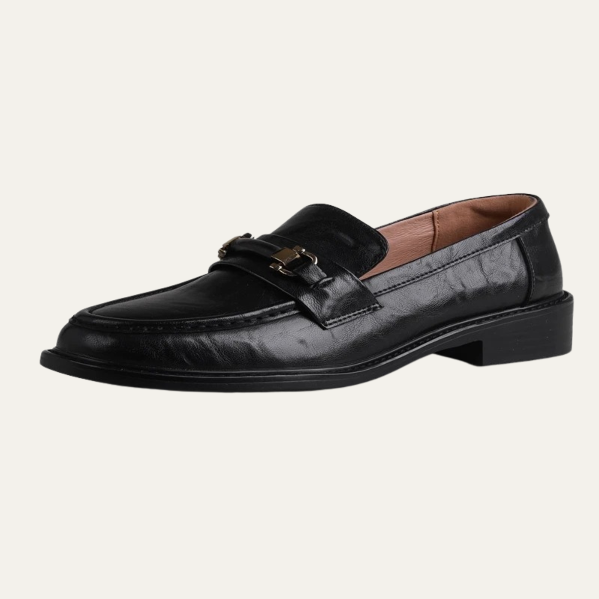 The Montepulciano Men’s Classic Slip On Leather Loafers with Metal Buckle
