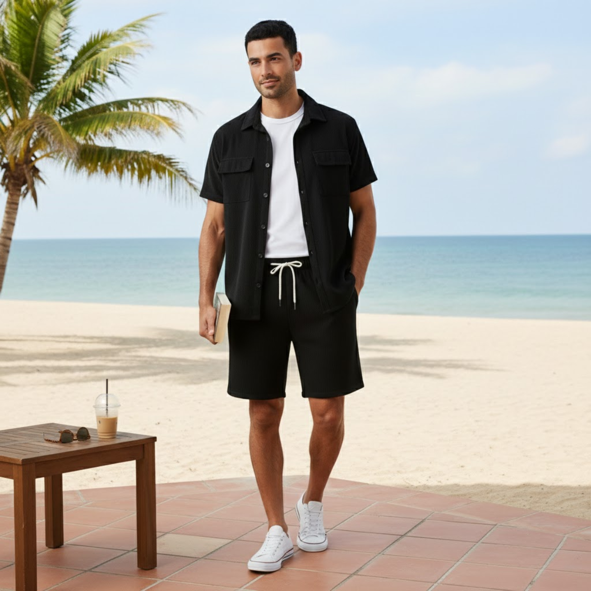 The Ridgecrest Park Men’s Corduroy Casual Summer Set – Shirt & Shorts