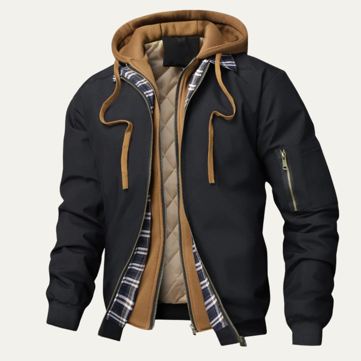 The Villasimius Men’s Winter Fleece Lined Hooded Bomber Jacket