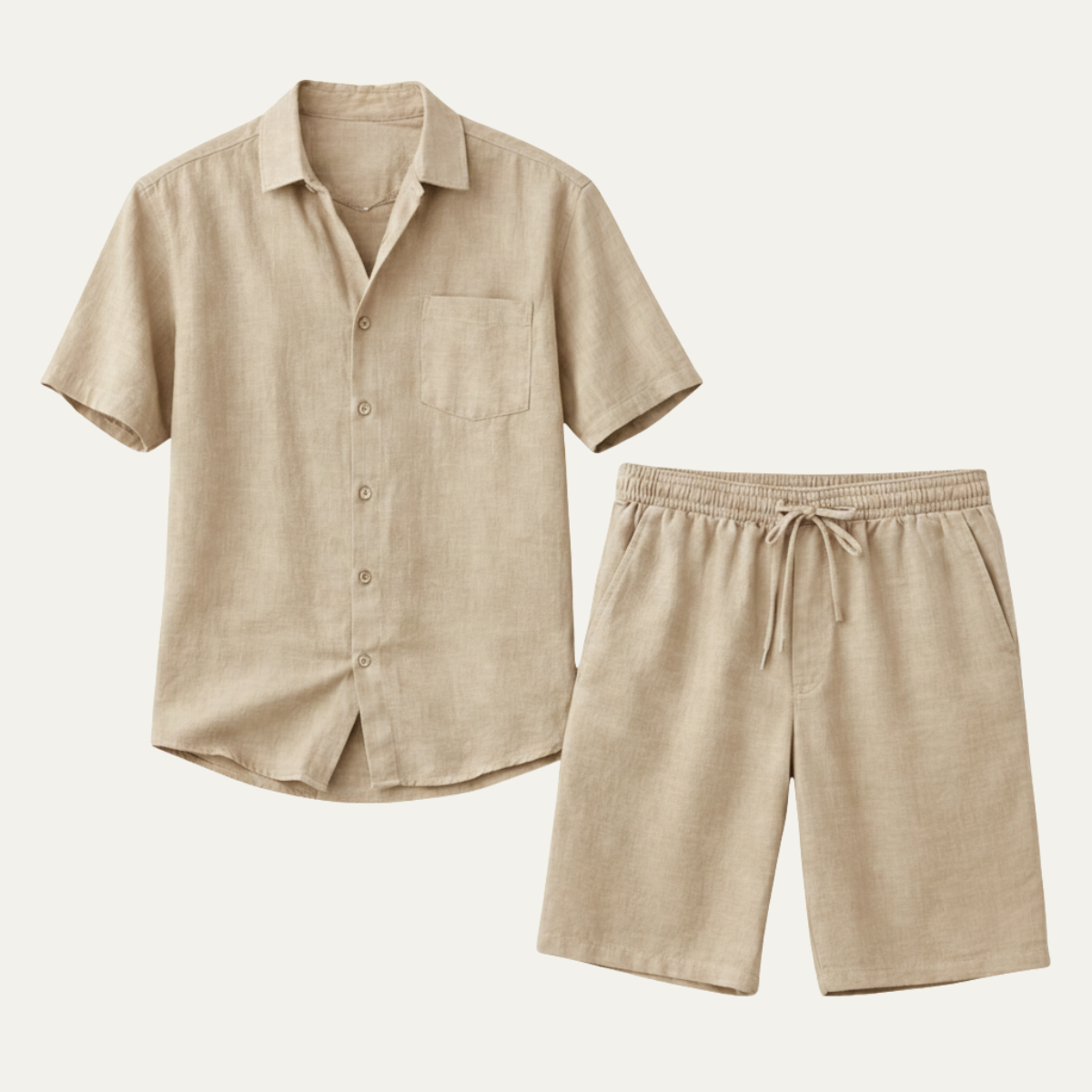 The Glenhill Men’s Lightweight Summer Linen Set – Shirt & Shorts