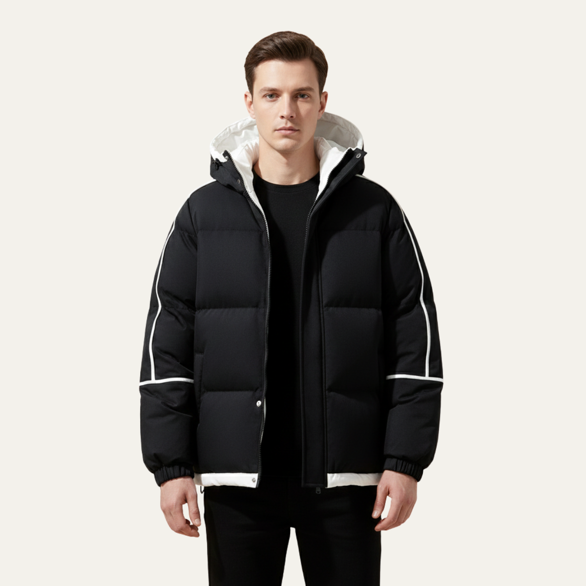 The London Men's  Waterproof Puffer Jacket - Luxury Hooded Winter Coat
