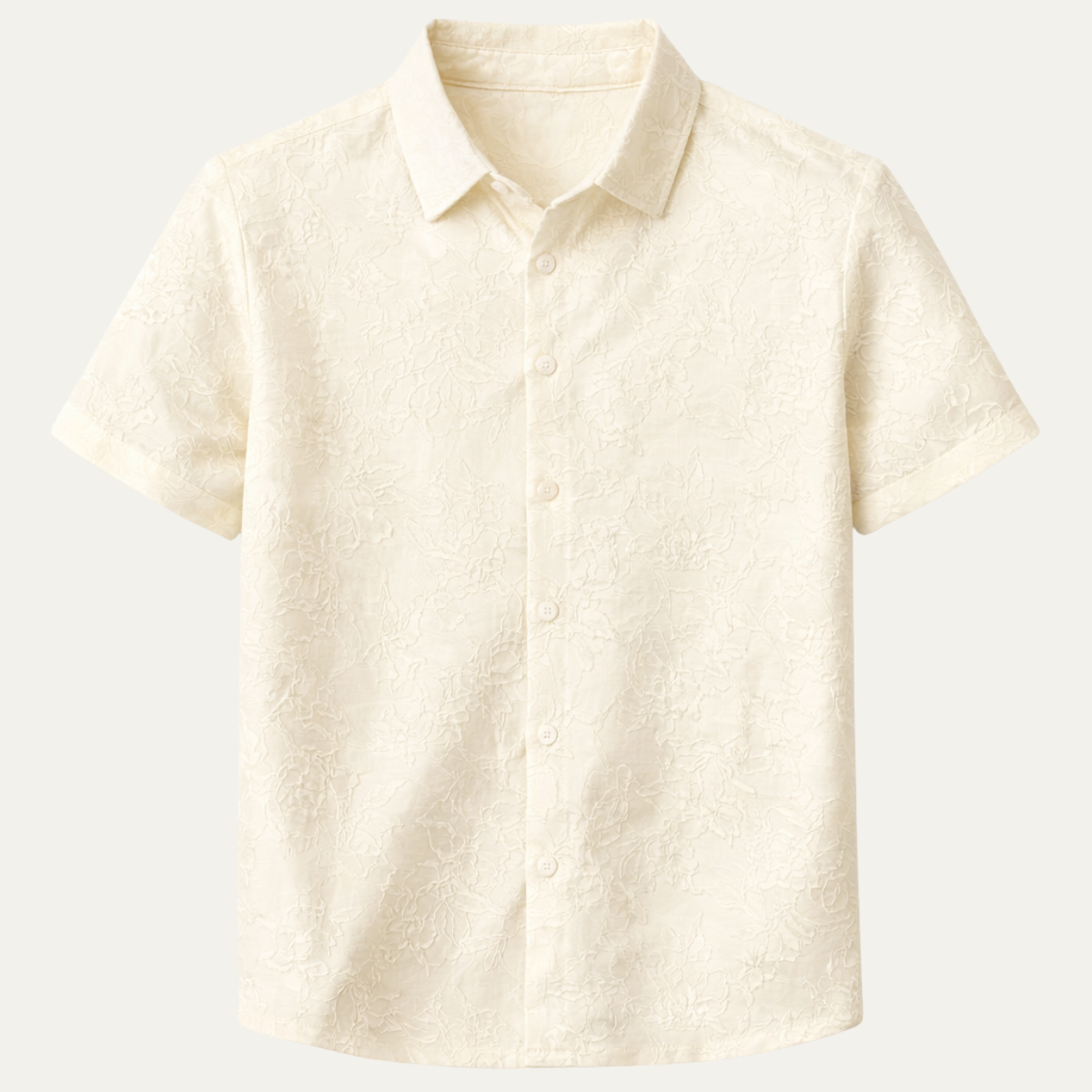 The Silverbrook Hill Men’s Ivory Textured Button-Up Shirt