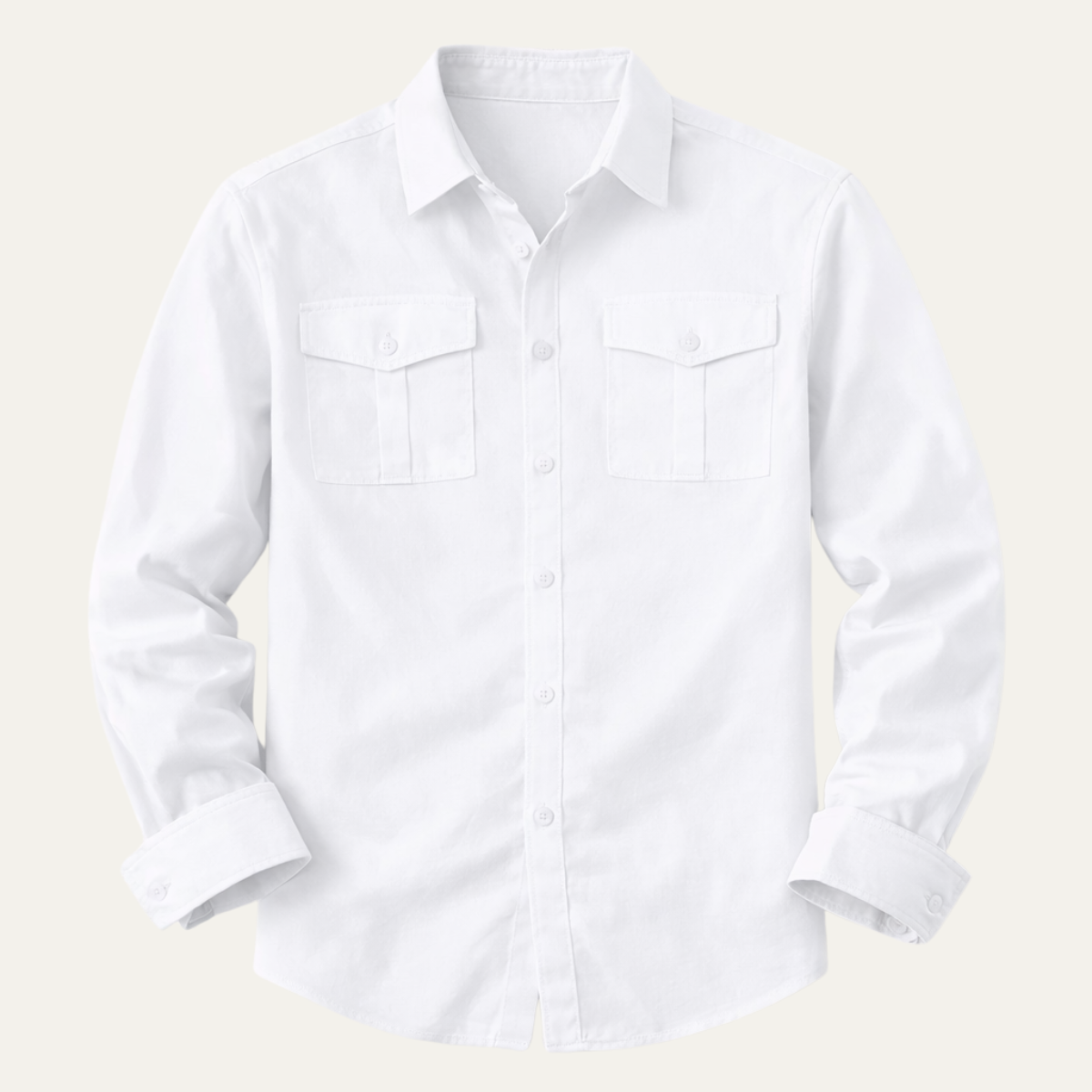 The Grosseto Men’s Collar Down Cotton Linen Double Pocket Cargo Shirt