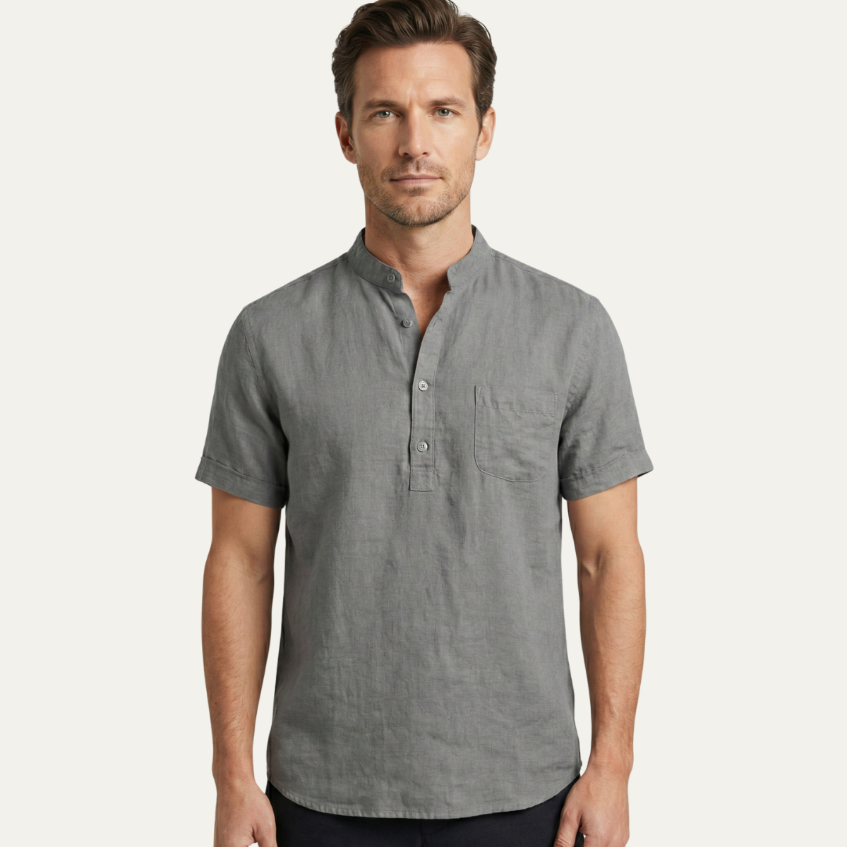The Glasgow Men’s Casual Cotton Linen Henley Shirt