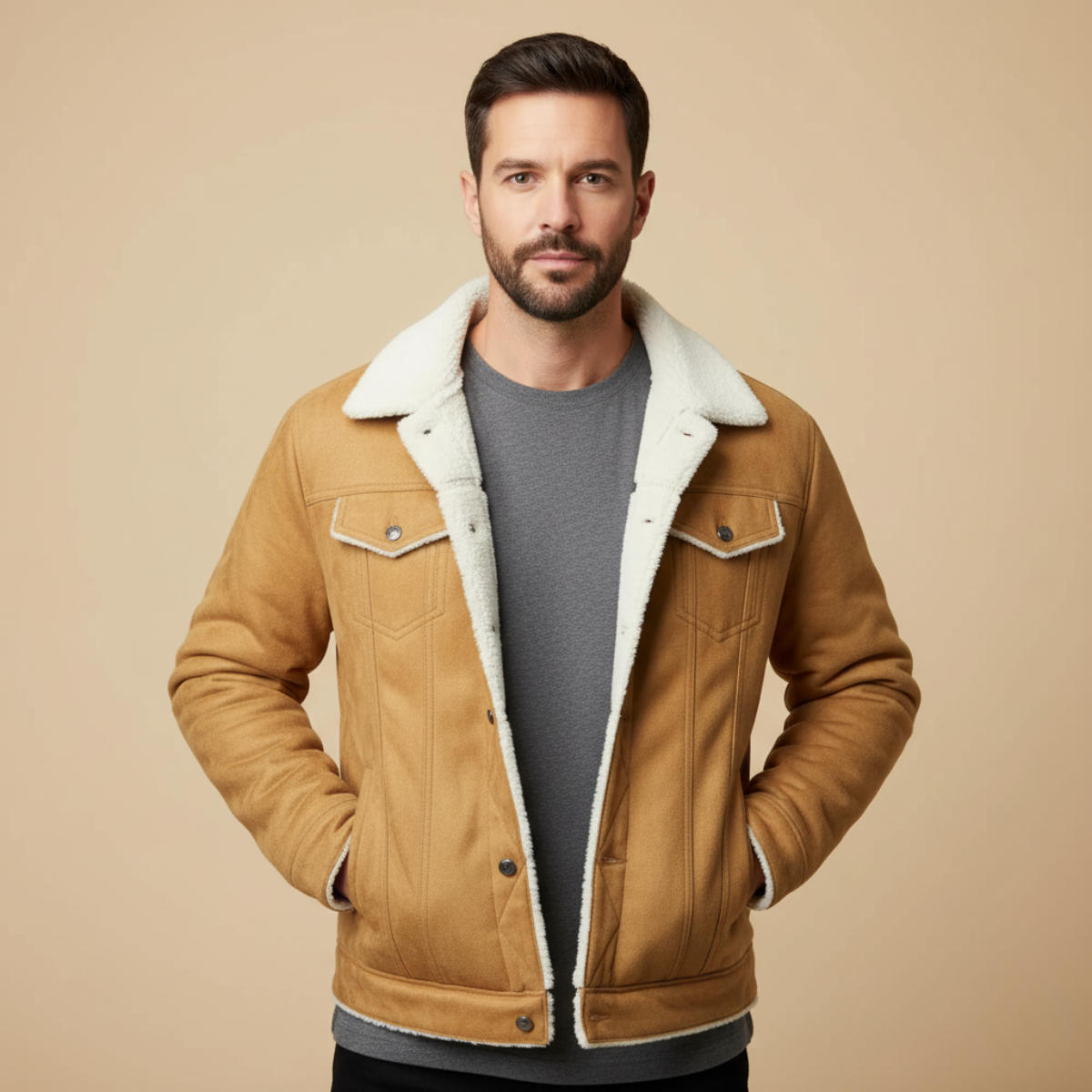 The Quebec Fleece Lined Suede Leather Jacket for Men