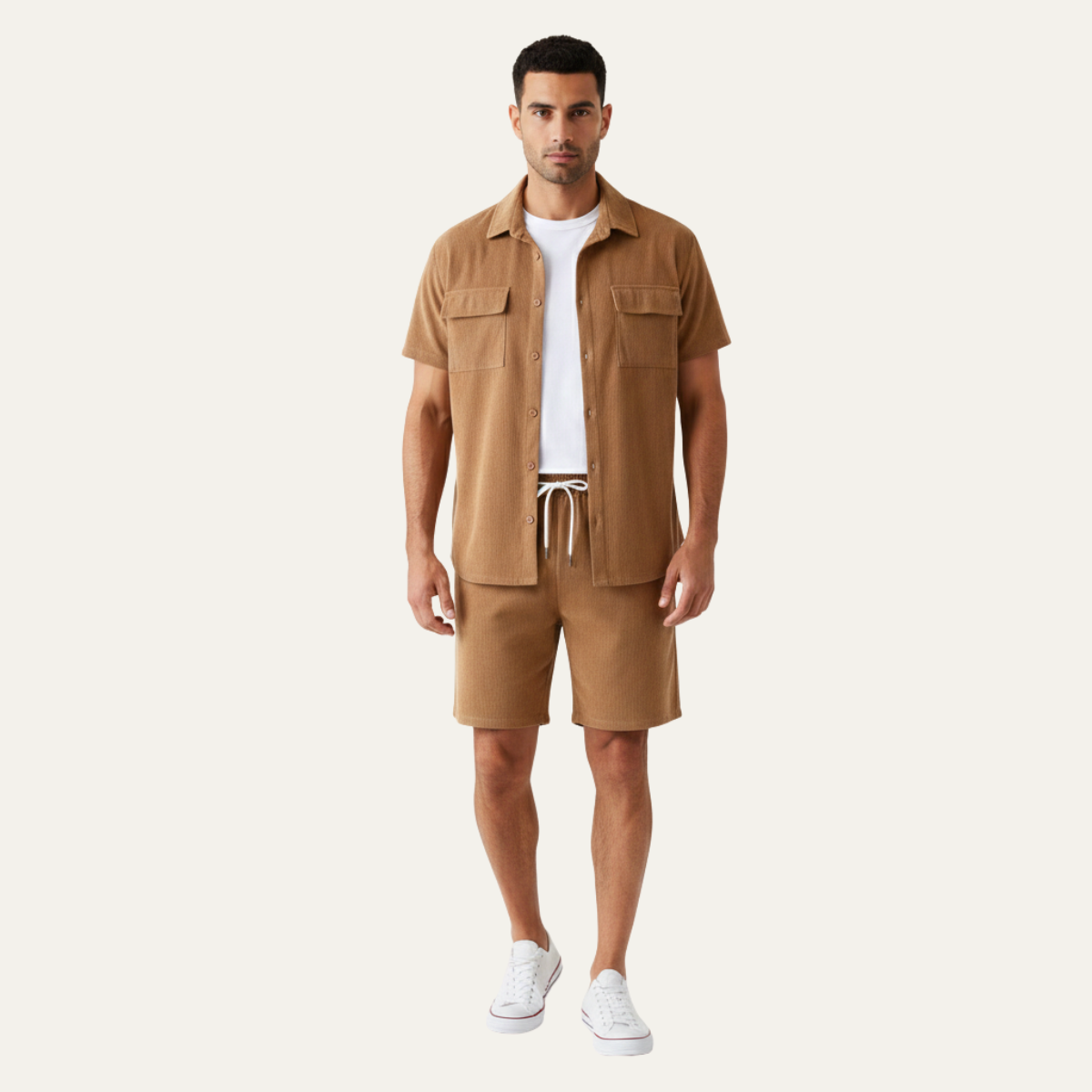 The Ridgecrest Park Men’s Corduroy Casual Summer Set – Shirt & Shorts