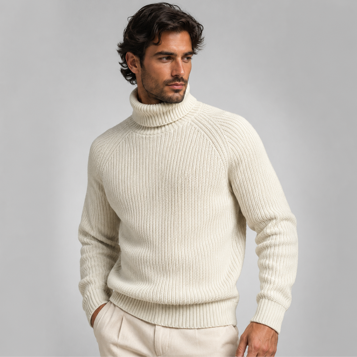 The Dundee Men's Chunky Wool Turtleneck Warm Sweater