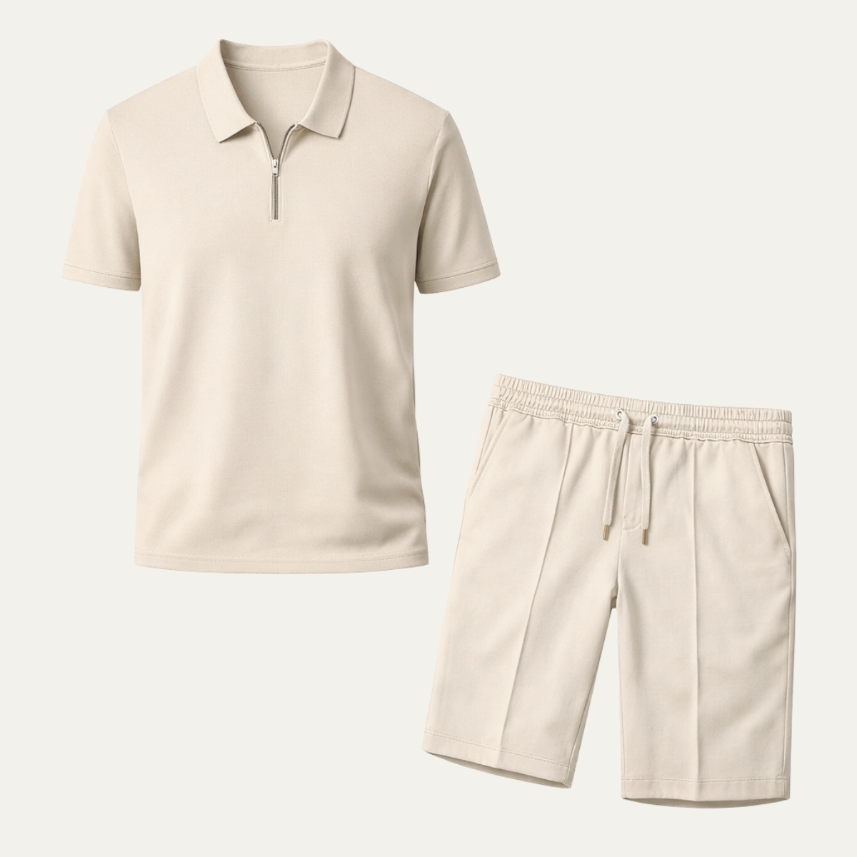 The Brookshire Men’s Summer Polo Shirt & Shorts Set – Khaki