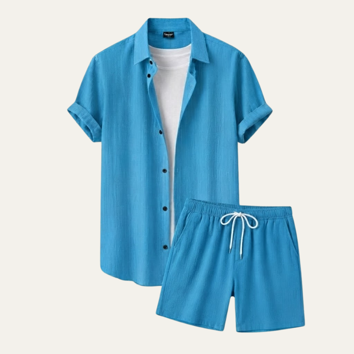 The Hillcrest Park Men’s Casual Co-Ord Set – Button-Up Shirt & Drawstring Shorts