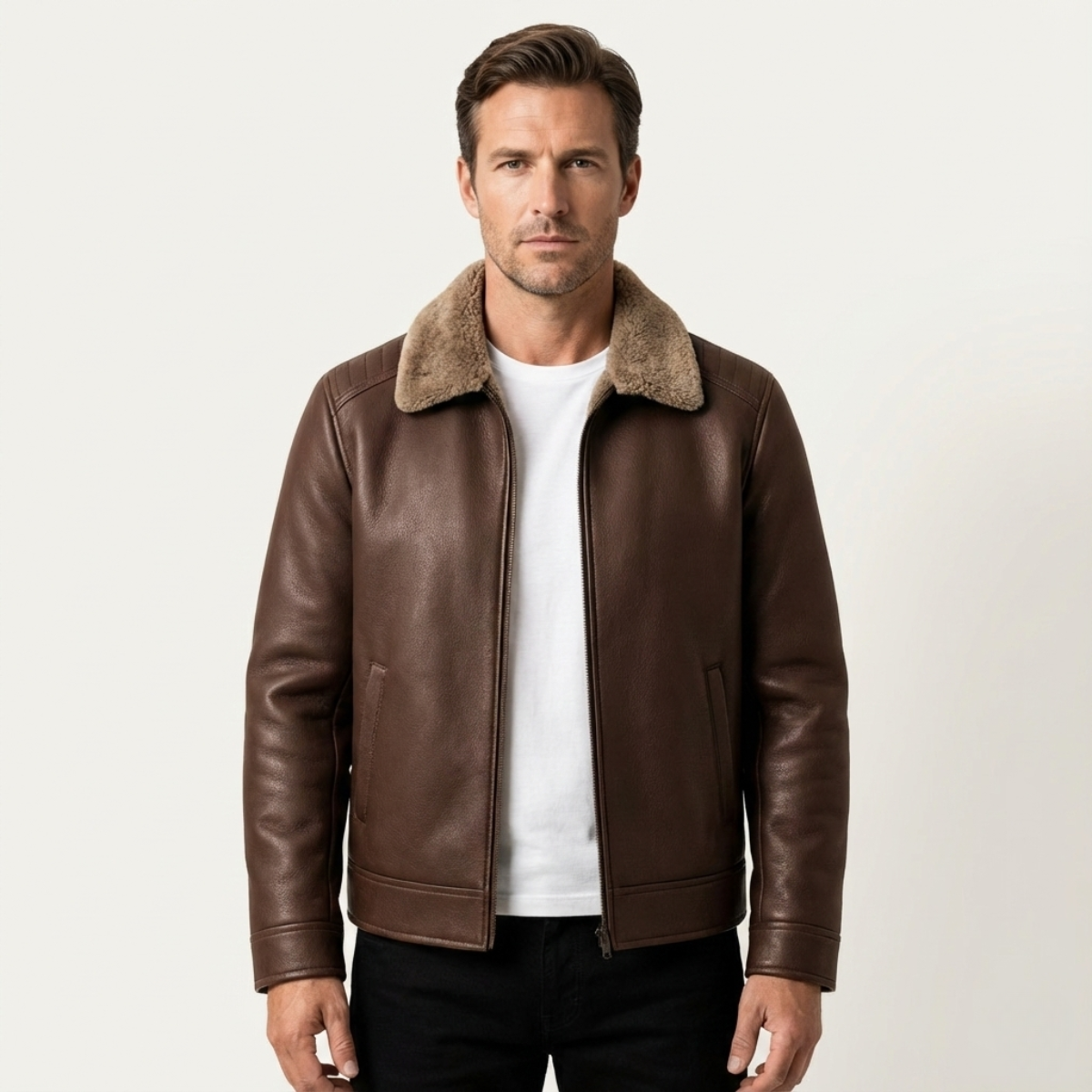 The Pantelleria Men’s Winter Fleece Lined Leather Jacket