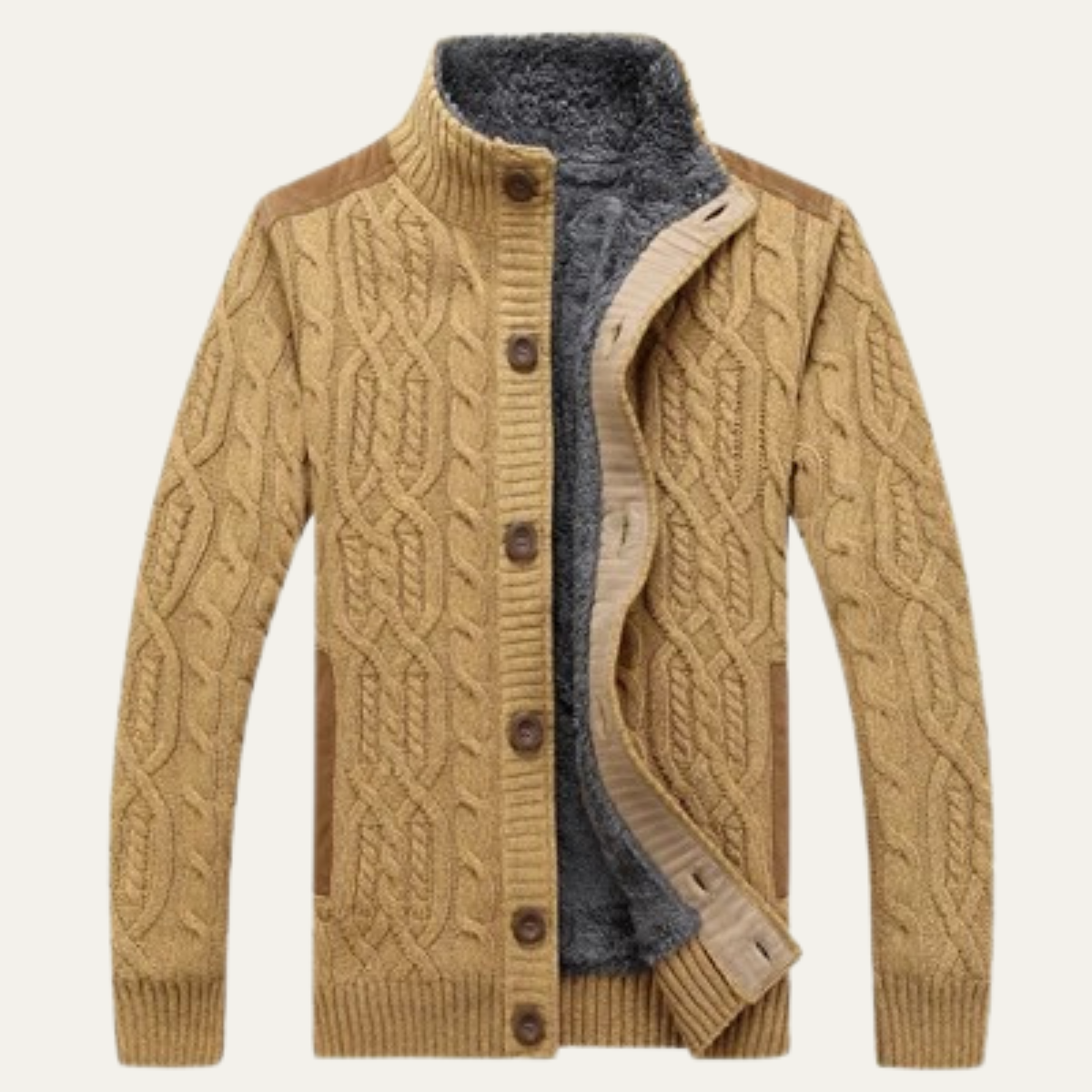 The Maplewood Men’s Winter Fleece Lined Wool Cardigan