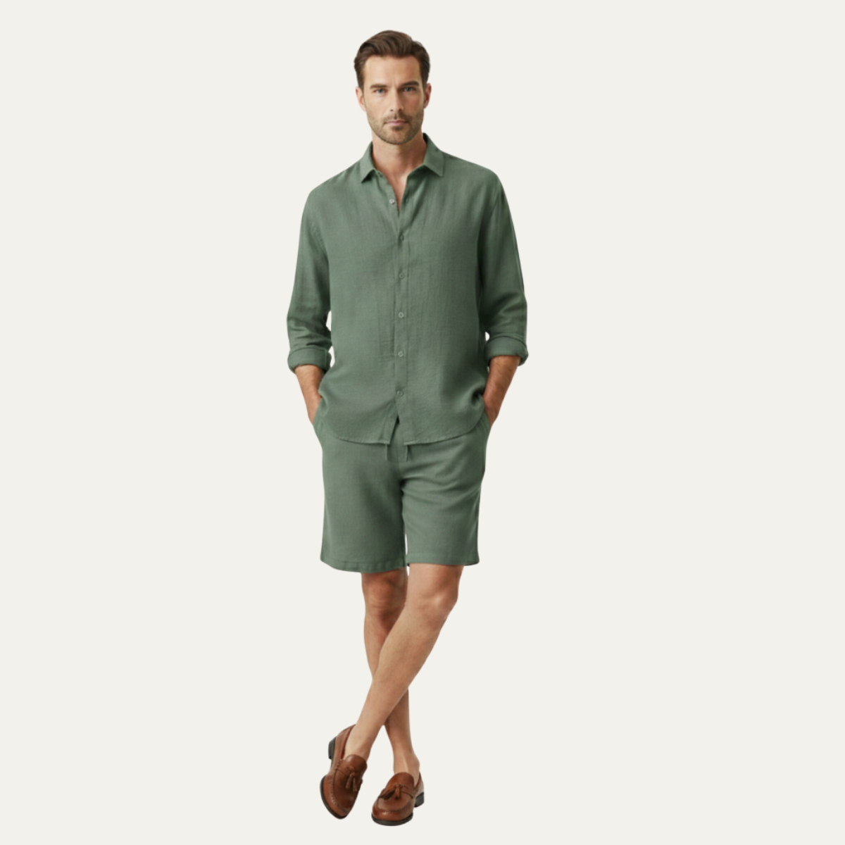 The Brighton Men’s Relaxed Oversized Linen Button-Up Shirt