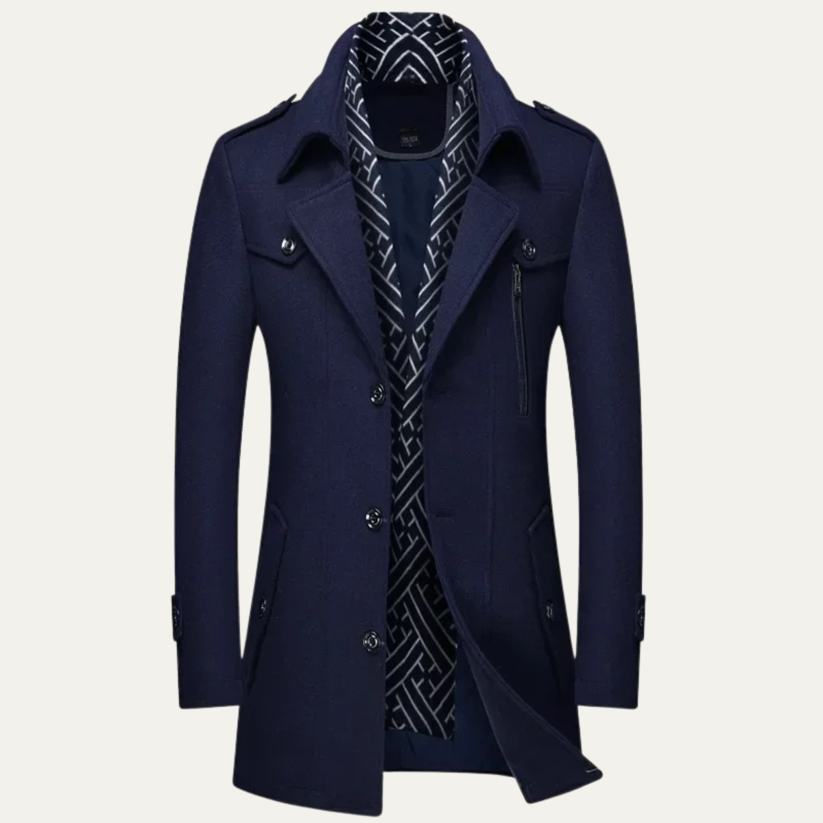 The Siena Men’s Wool Blend Long Trench Coat with Lapel Collar