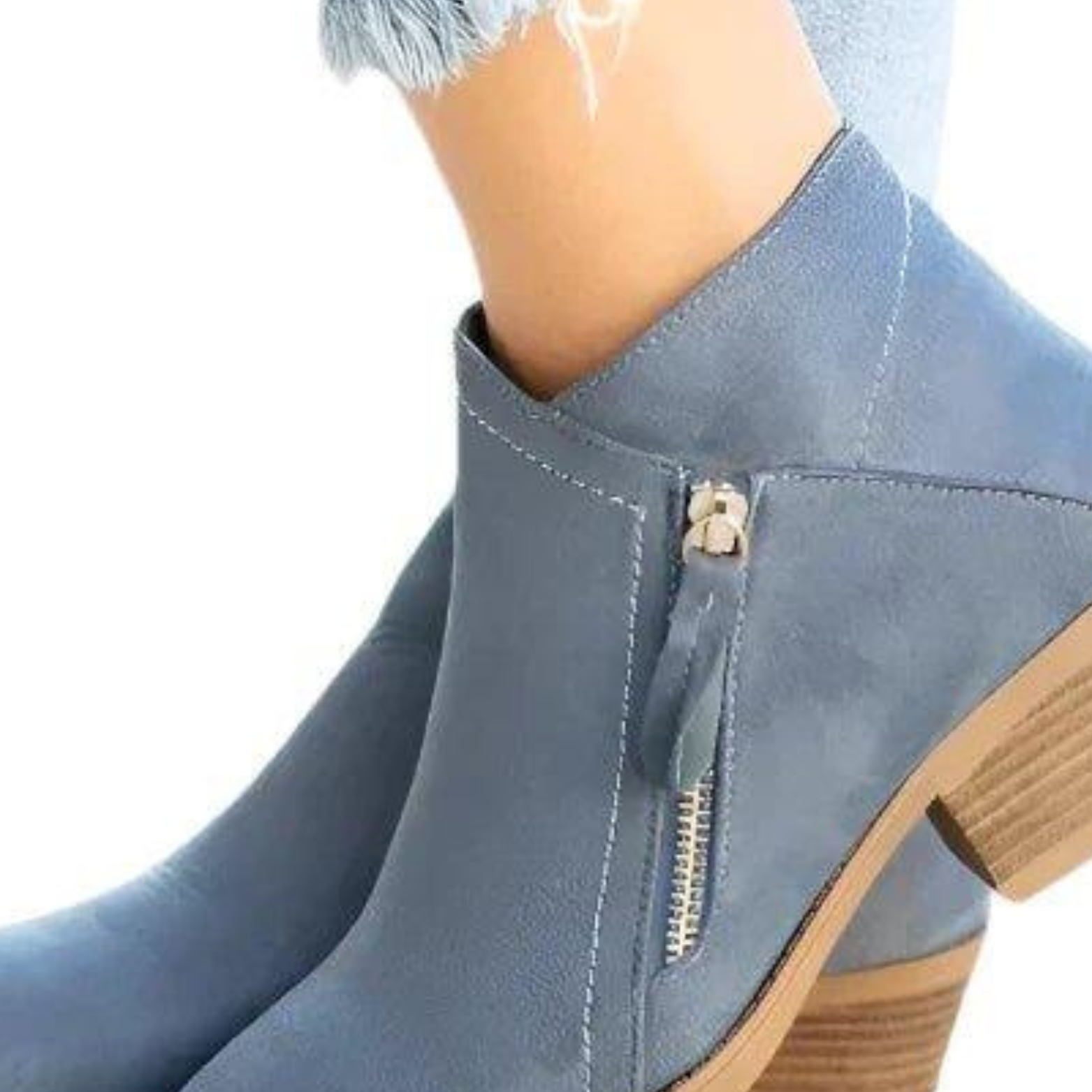 Women’s Western Ankle Boots – Side Zip Block Heel Booties