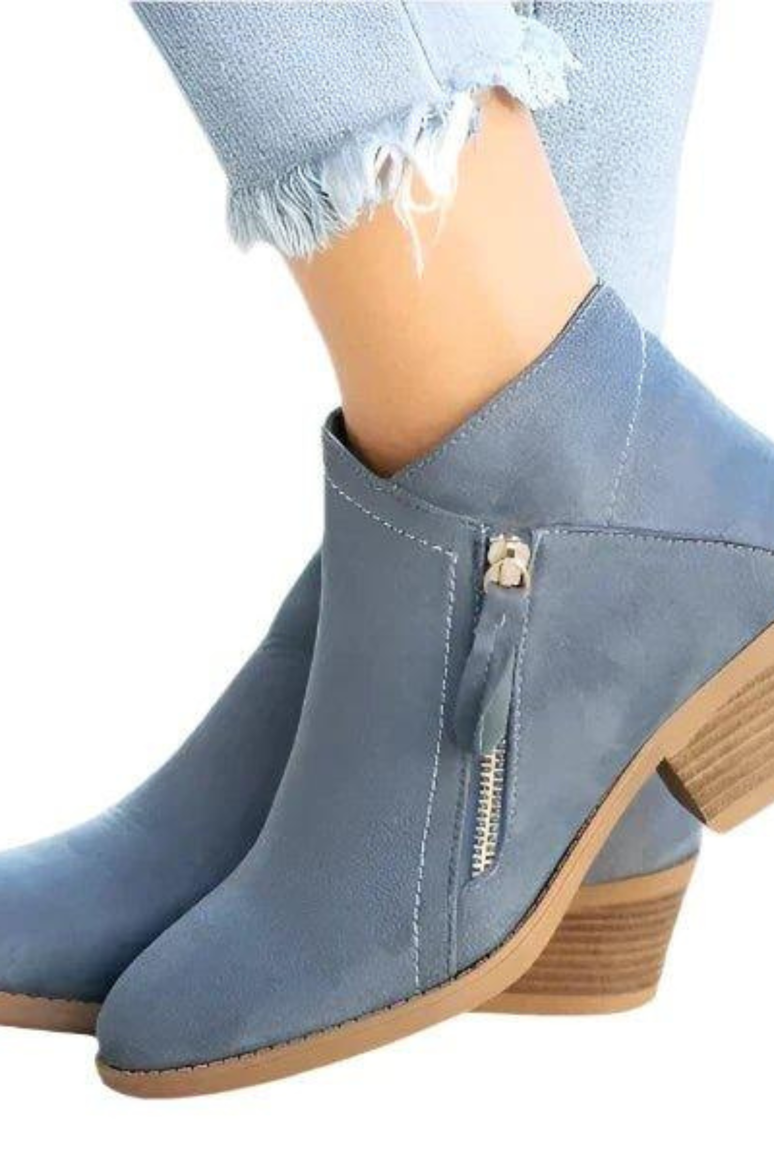Women’s Western Ankle Boots – Side Zip Block Heel Booties