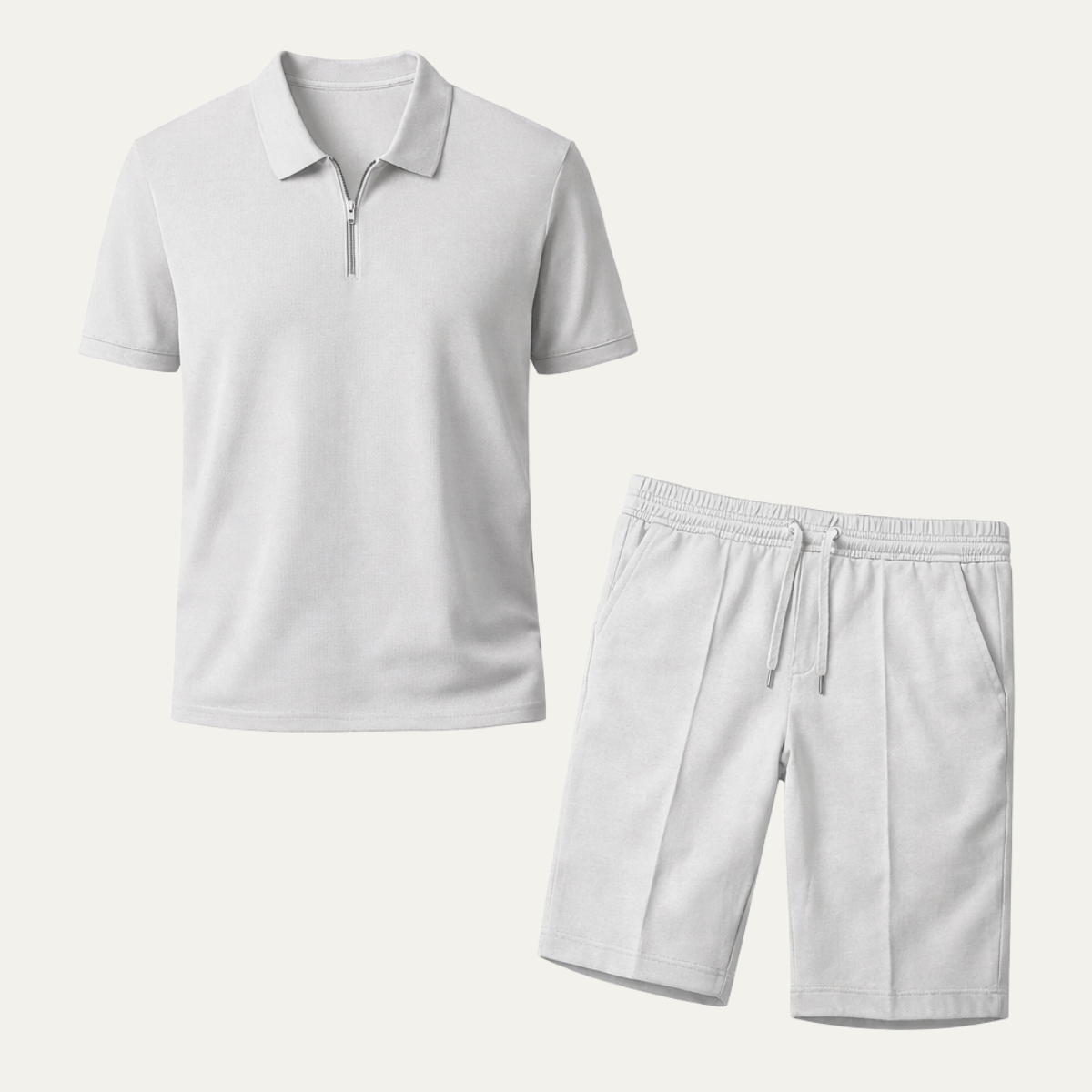 The Kingsport Men’s Summer Polo Shirt &amp; Shorts Set – Grey