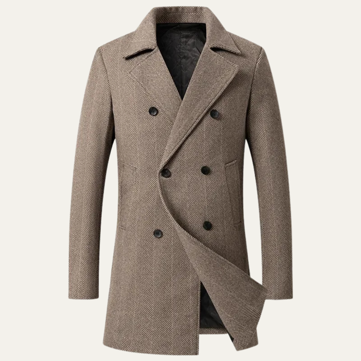 The Sirmione Men's Vintage Double Breasted Wool Winter Coat with Lapel