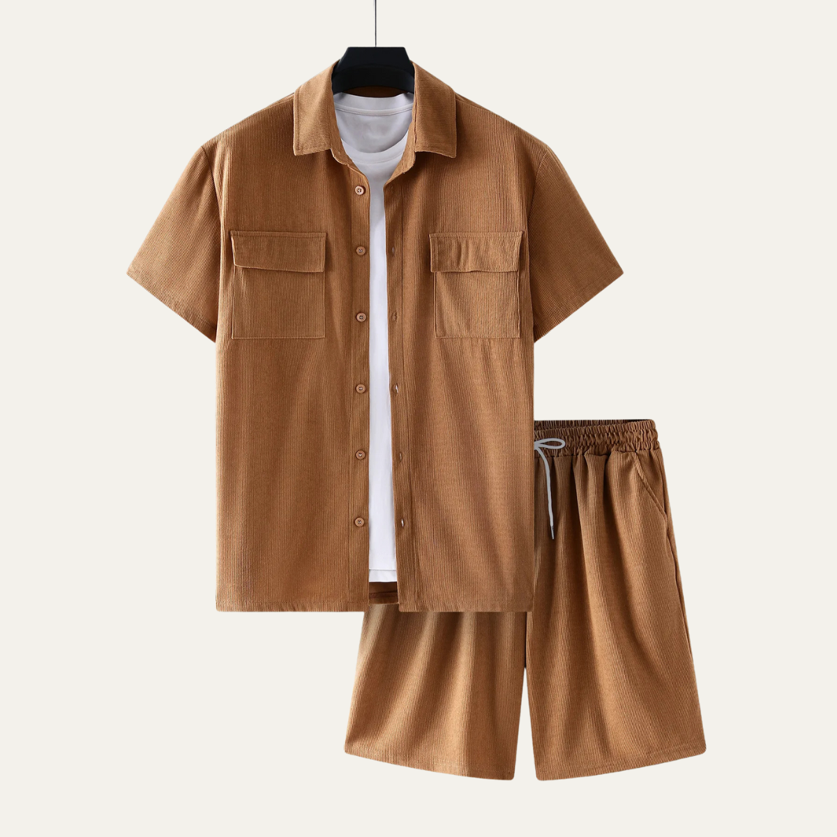 The Ridgecrest Park Men’s Corduroy Casual Summer Set – Shirt &amp; Shorts