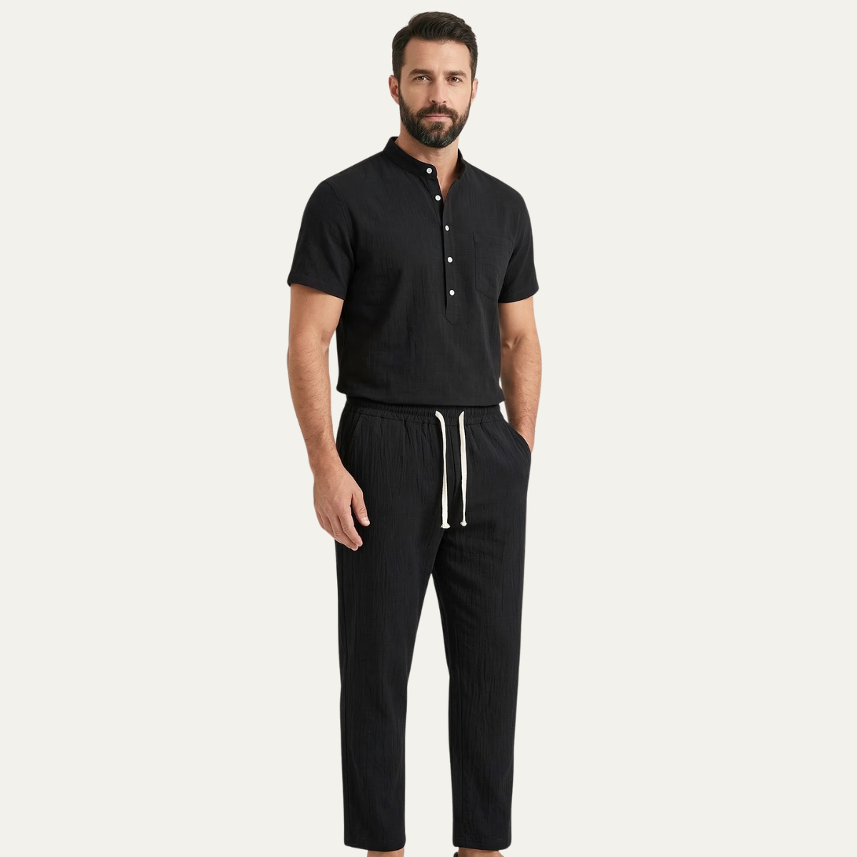 The Meadowhill Ridge Men’s Lightweight Cotton Linen Set Polo – Shirt & Pants