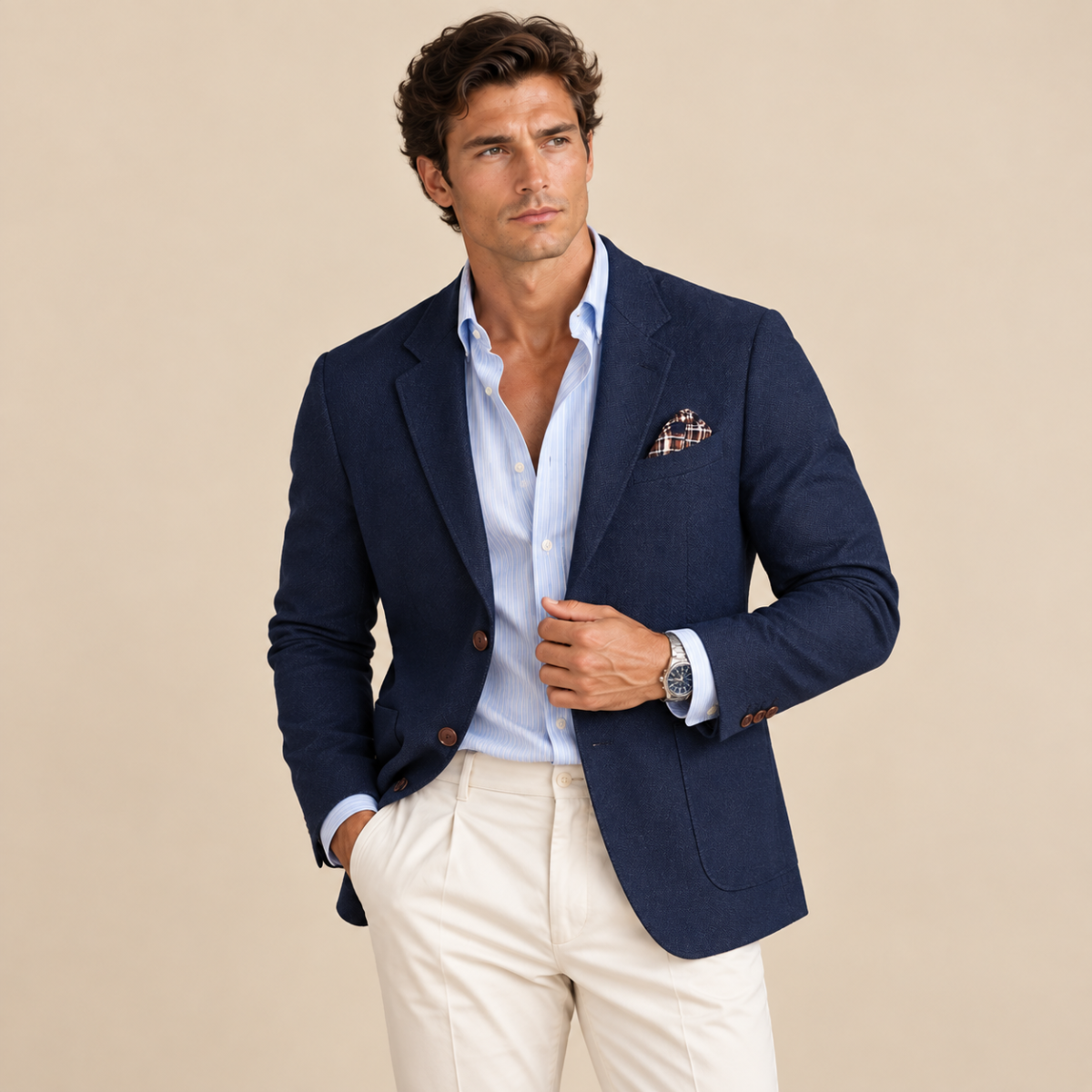 The Gravedona Men’s Office Herringbone Single Breasted Wool Tweed Blazer Jacket