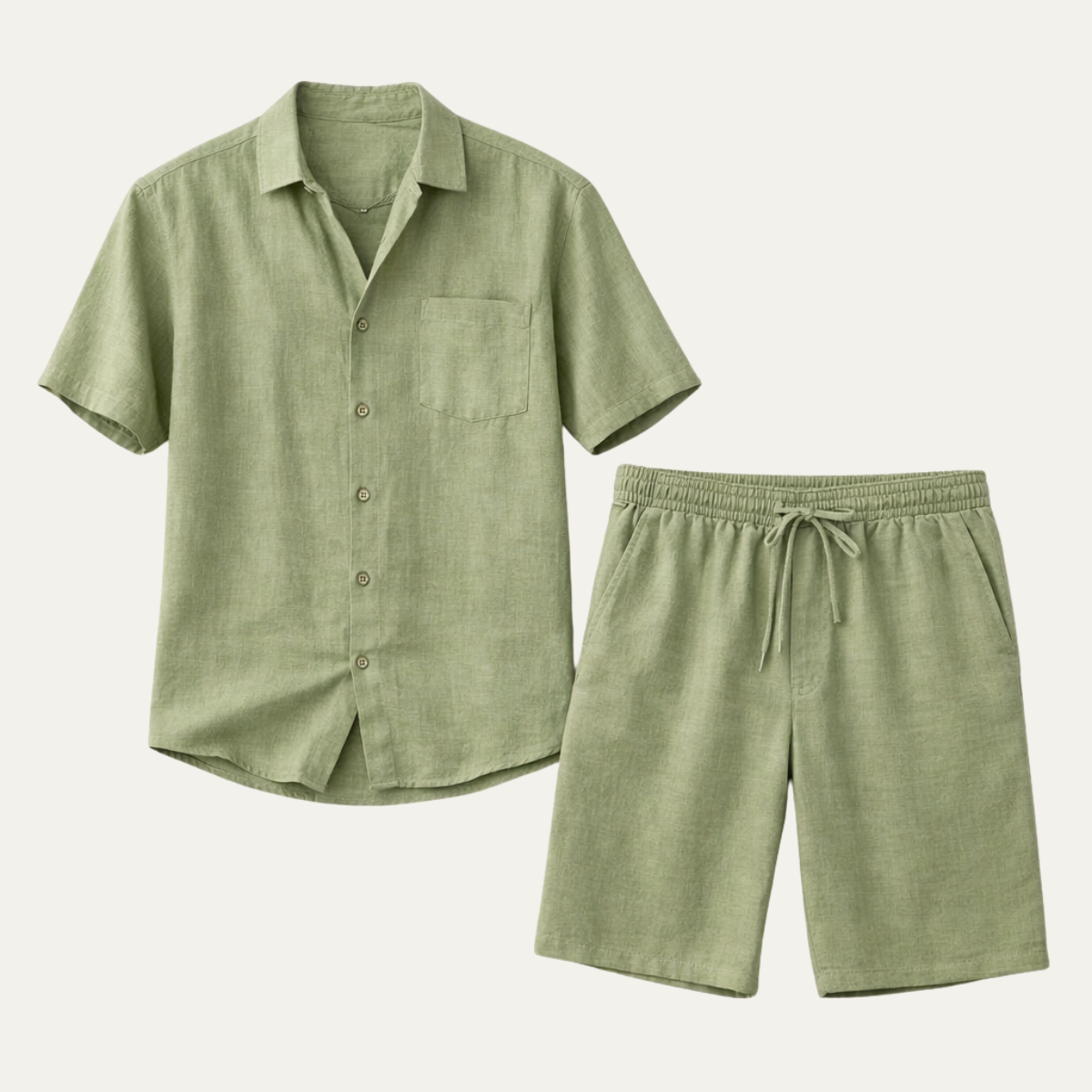 The Glenhill Men’s Lightweight Summer Linen Set – Shirt & Shorts