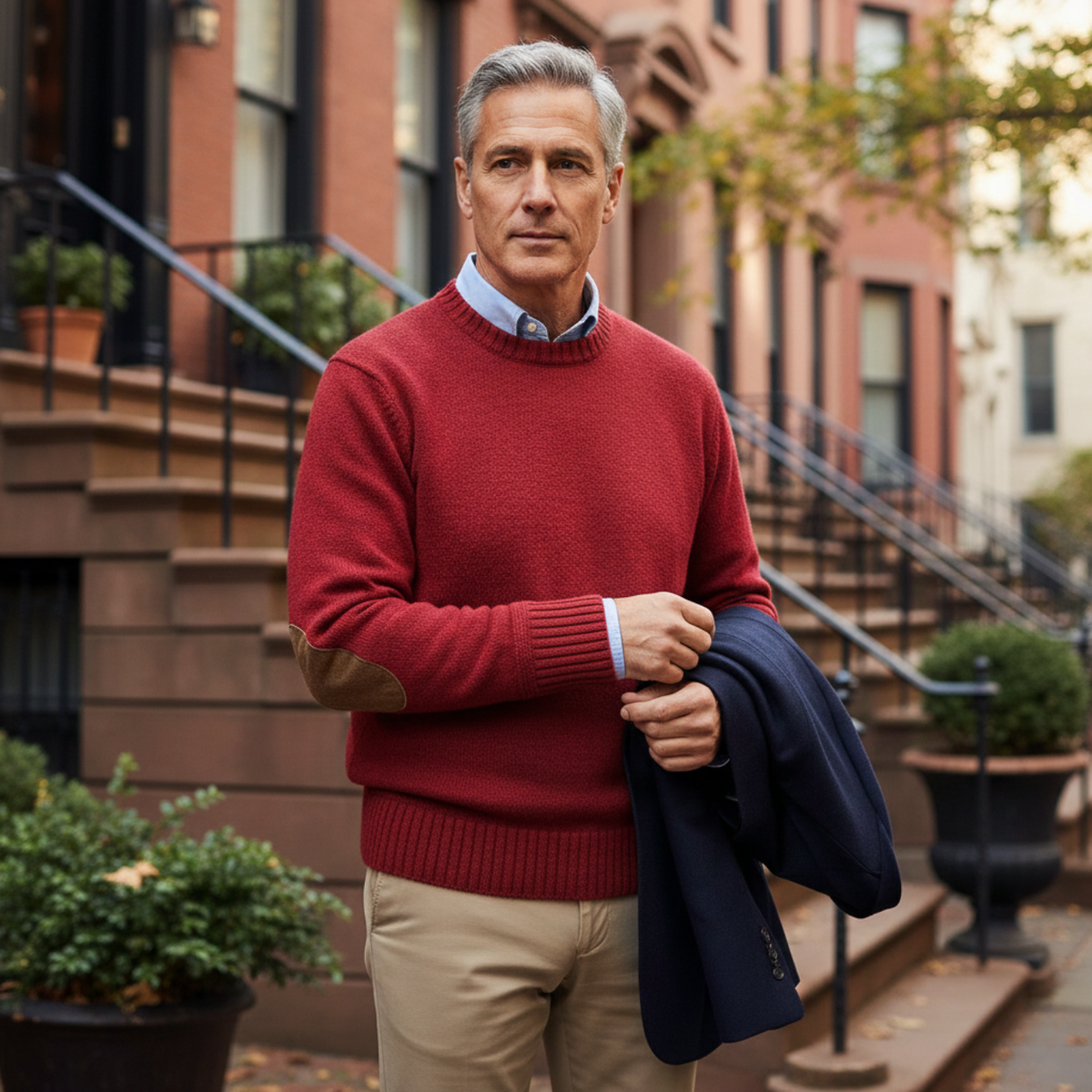 The Briarwood Men’s Oversized Knit Sweater with Elbow Patches
