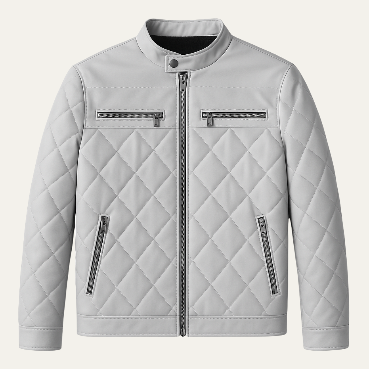 The Moscova Men's Winter Thickened Quilted Biker Leather Jacket