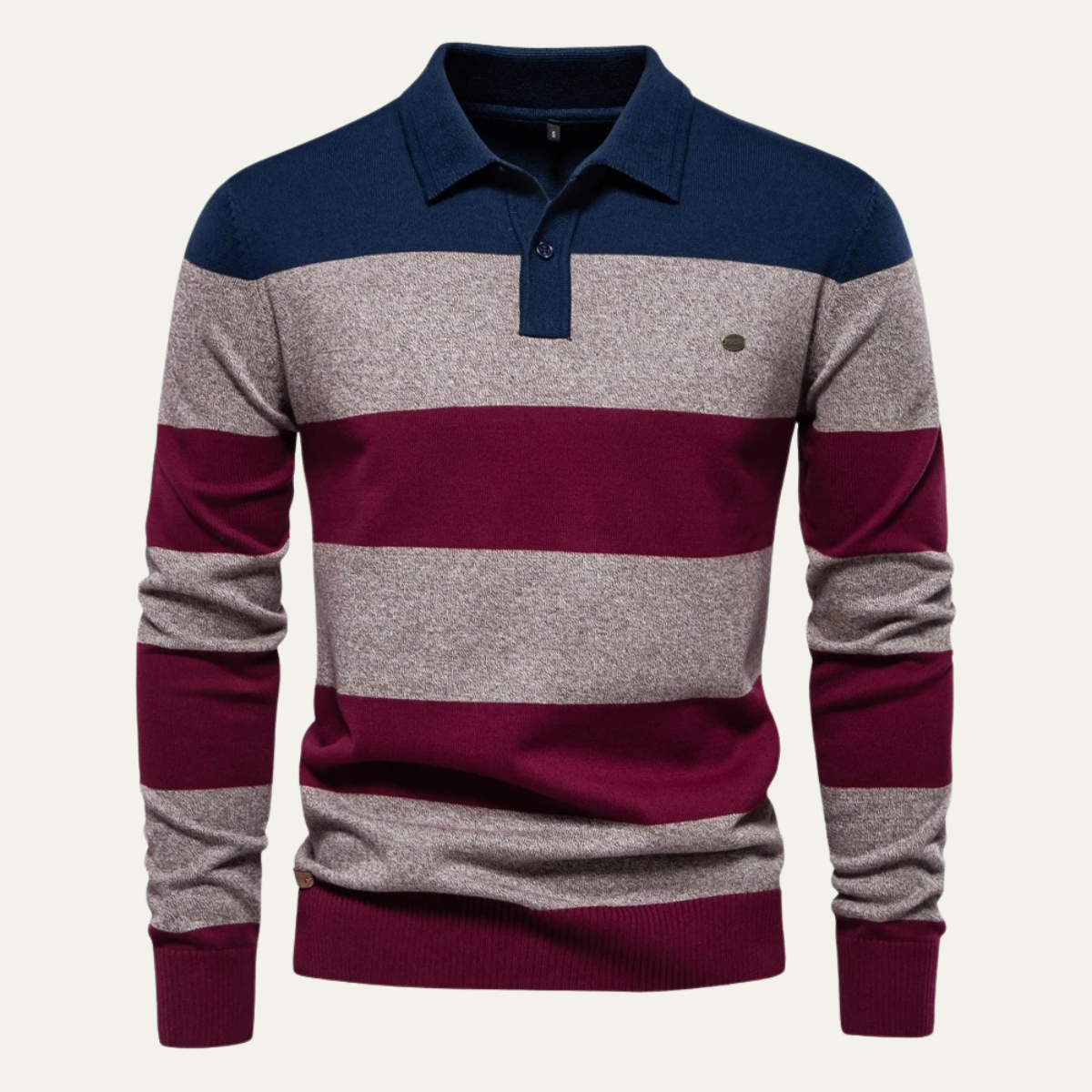 The Latina Men’s Cotton Button-Up Striped Knit Polo Sweater
