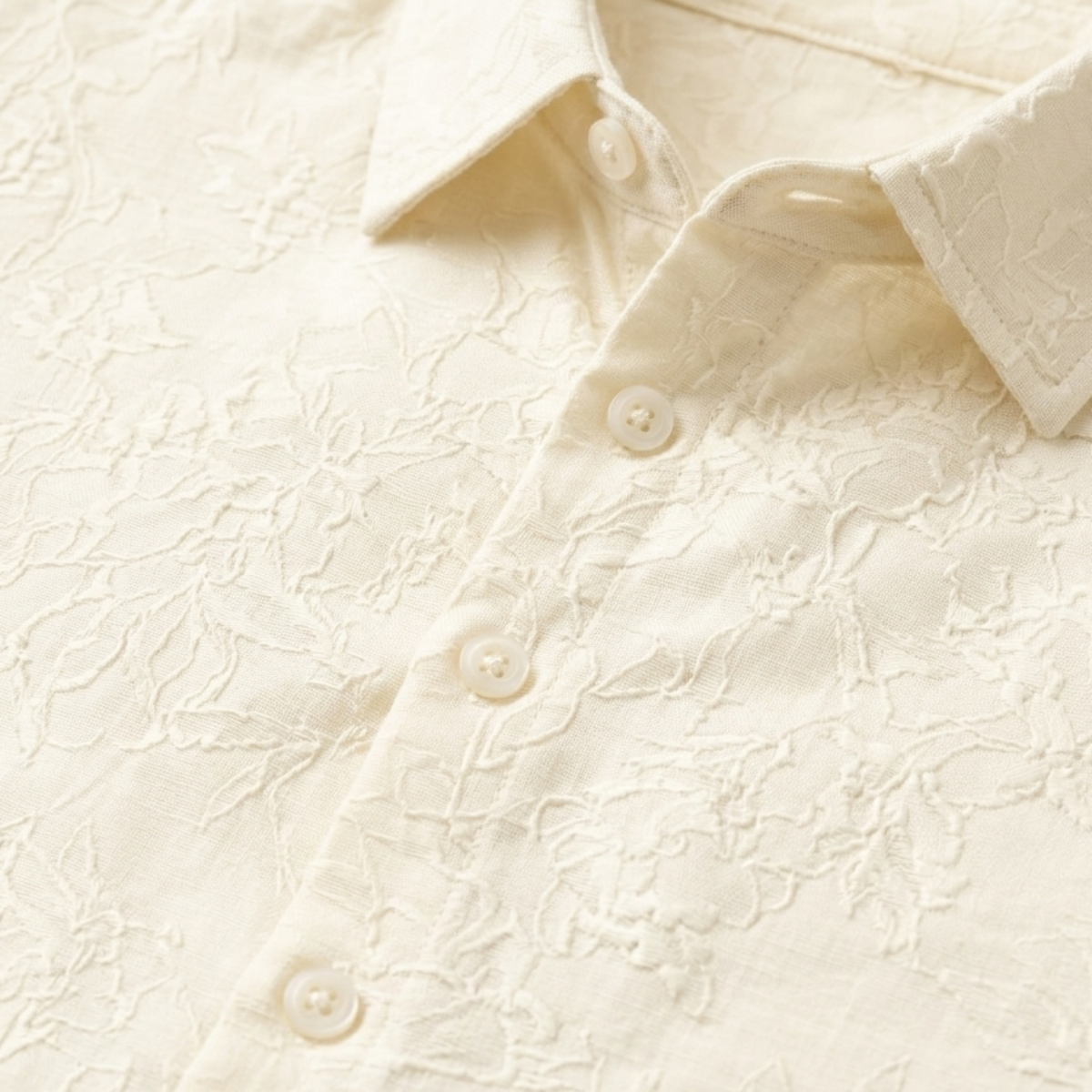 The Silverbrook Hill Men’s Ivory Textured Button-Up Shirt