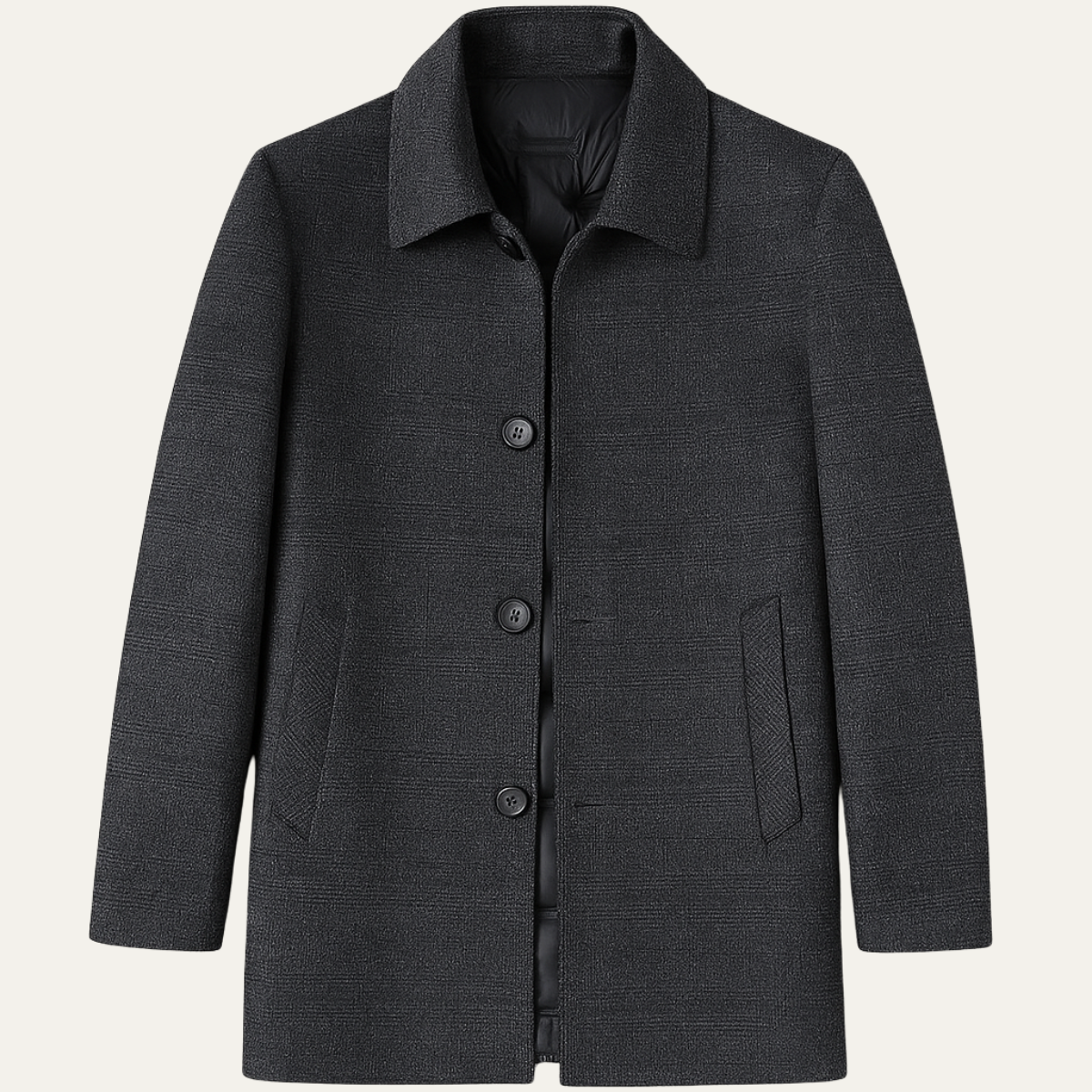 The Southgate Men’s Wool Down Mid Length Plaid Wool Trench Coat