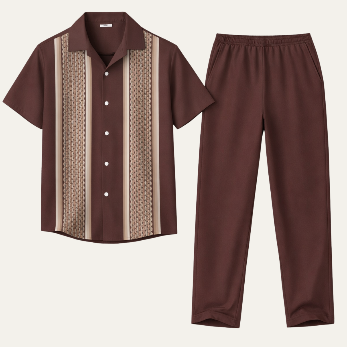 The Cortona Men’s Lightweight Striped 2 Piece Outfit Set – Shirt and Pants
