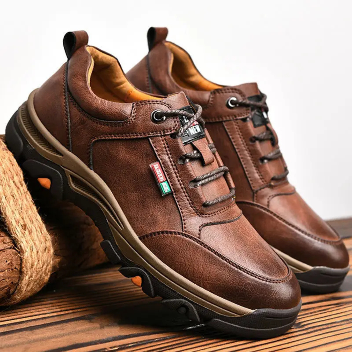 The Porto Rotondo Men’s Casual Lace Up Comfort Leather Trainers