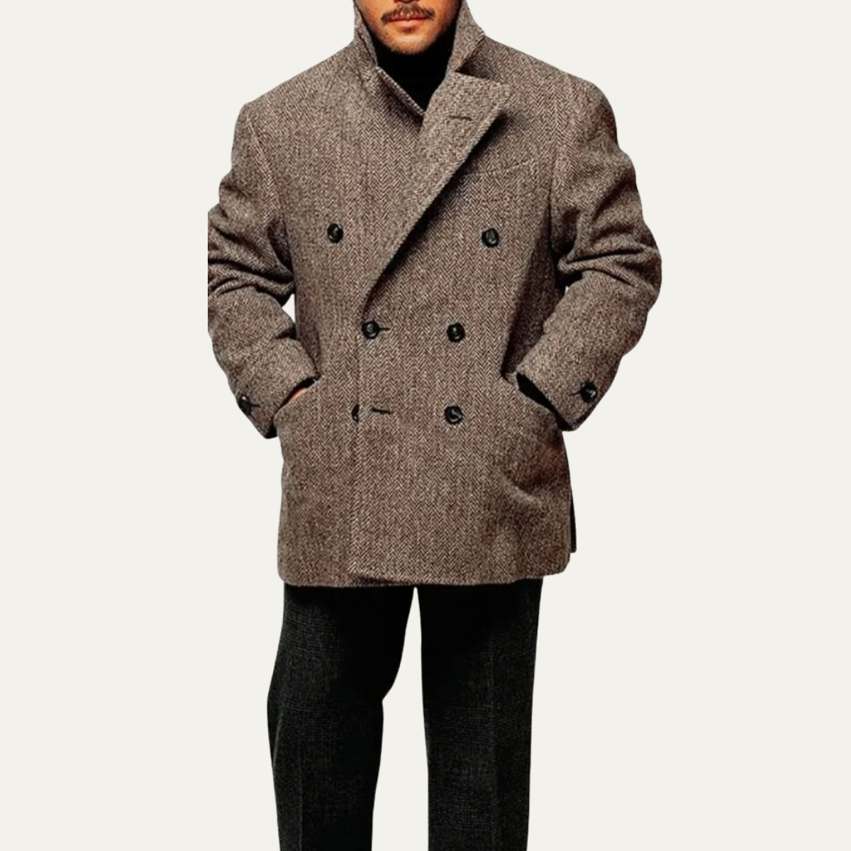 The Kensington Men’s Double Breasted Wool Herringbone Blazer - Brown