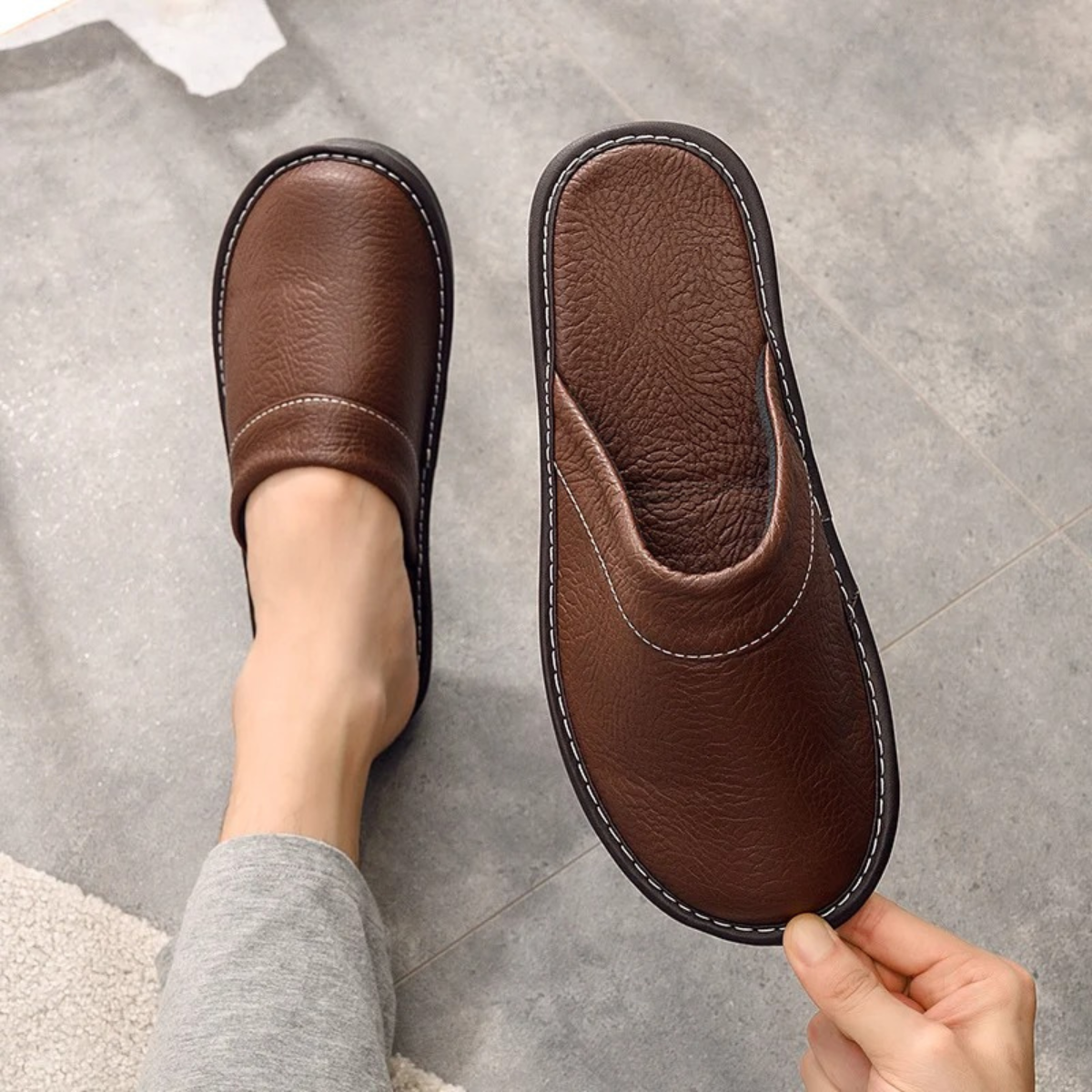 The Shaftesbury Men’s Soft Leather Indoor House Shoes