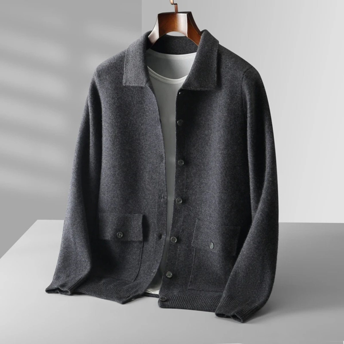 The Whitestone Cardigan – Men's 100% Merino Wool Knit Cardigan