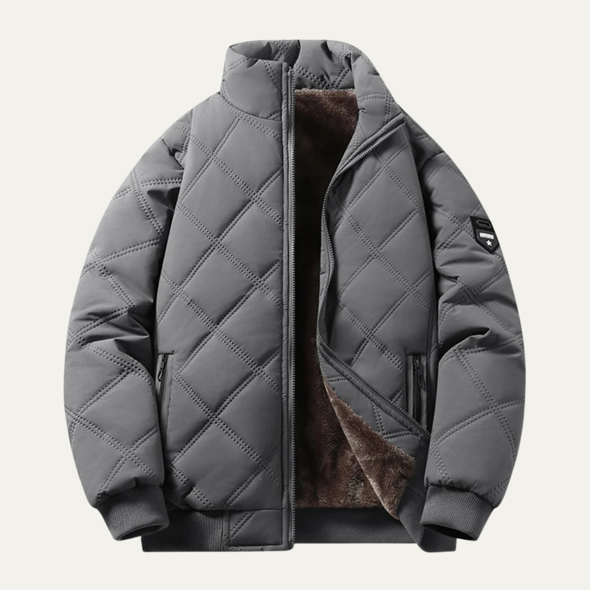 The Lucca Alta Men’s Stand Collar Diamond Pattern Thermal Quilted Jacket