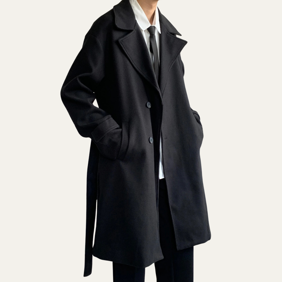 The Woolwich Men’s Smart Camel Wrap Wool Coat with Belt