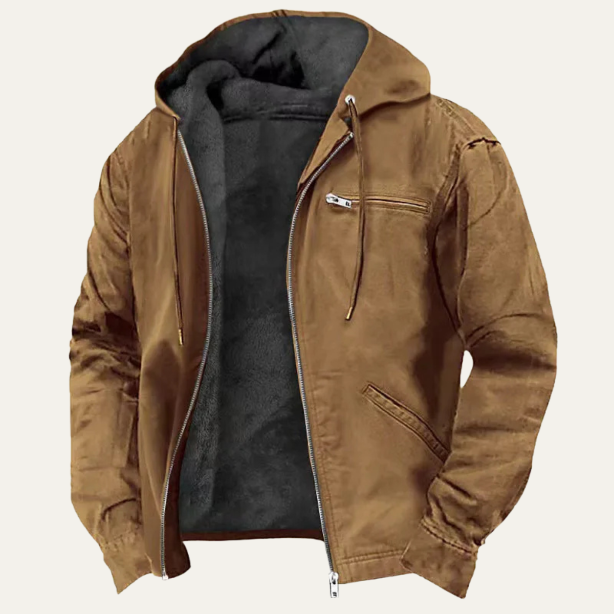 The Briarbrook Men’s Warm Fleece Lined Retro Hooded Jacket