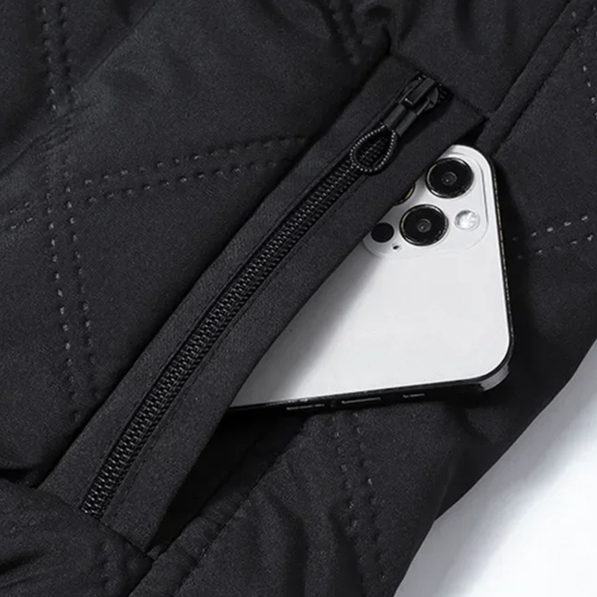 The Lucca Alta Men’s Stand Collar Diamond Pattern Thermal Quilted Jacket