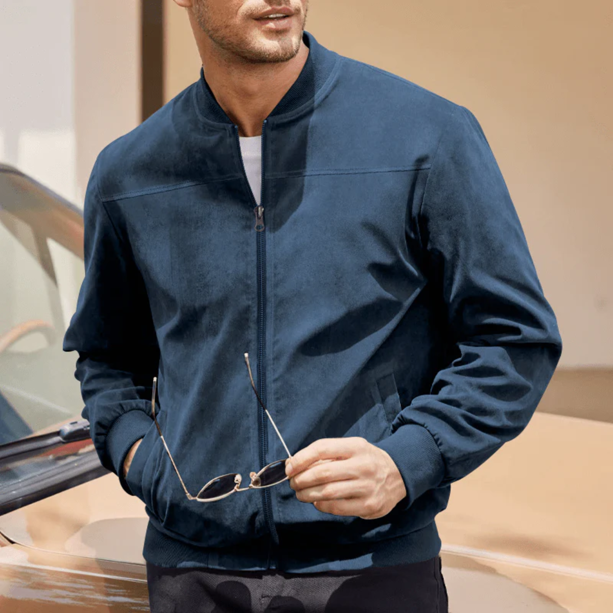 The SoHo Casual Vintage Suede Bomber Jacket for Men