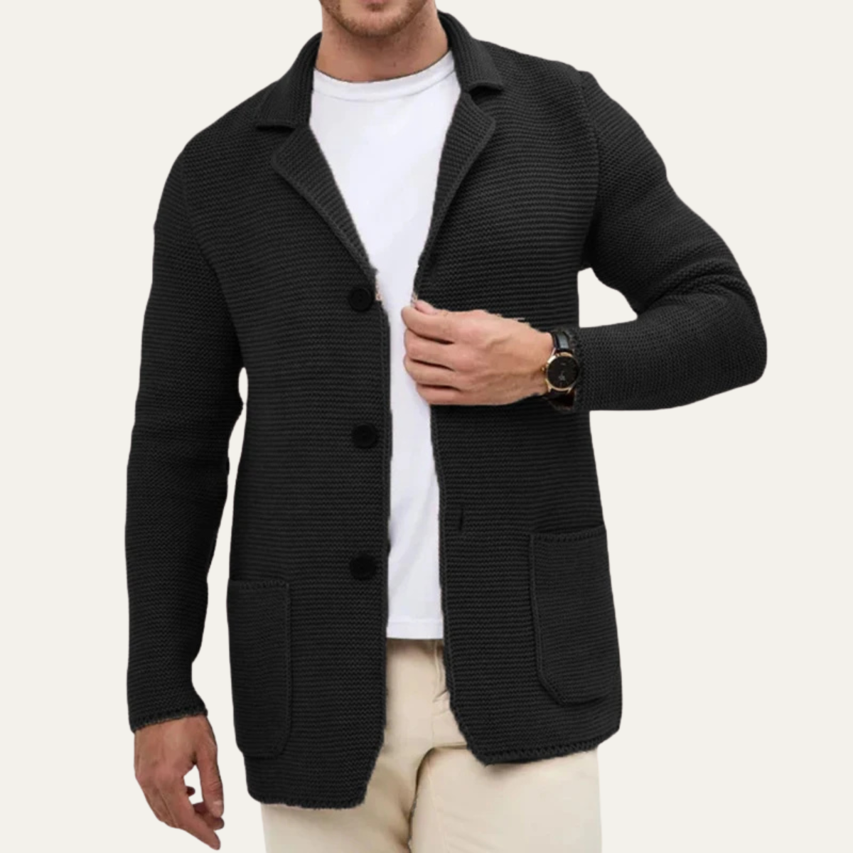 The San Marco Men’s Trendy Knitted Button Down Blazer Cardigan