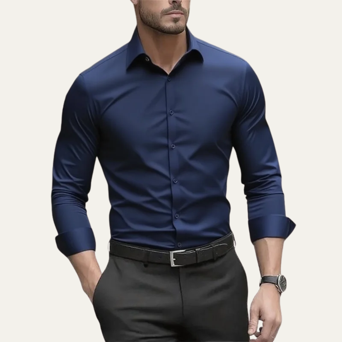 The Lignano Men’s Slim Fit Stretch Button Down Business Shirt