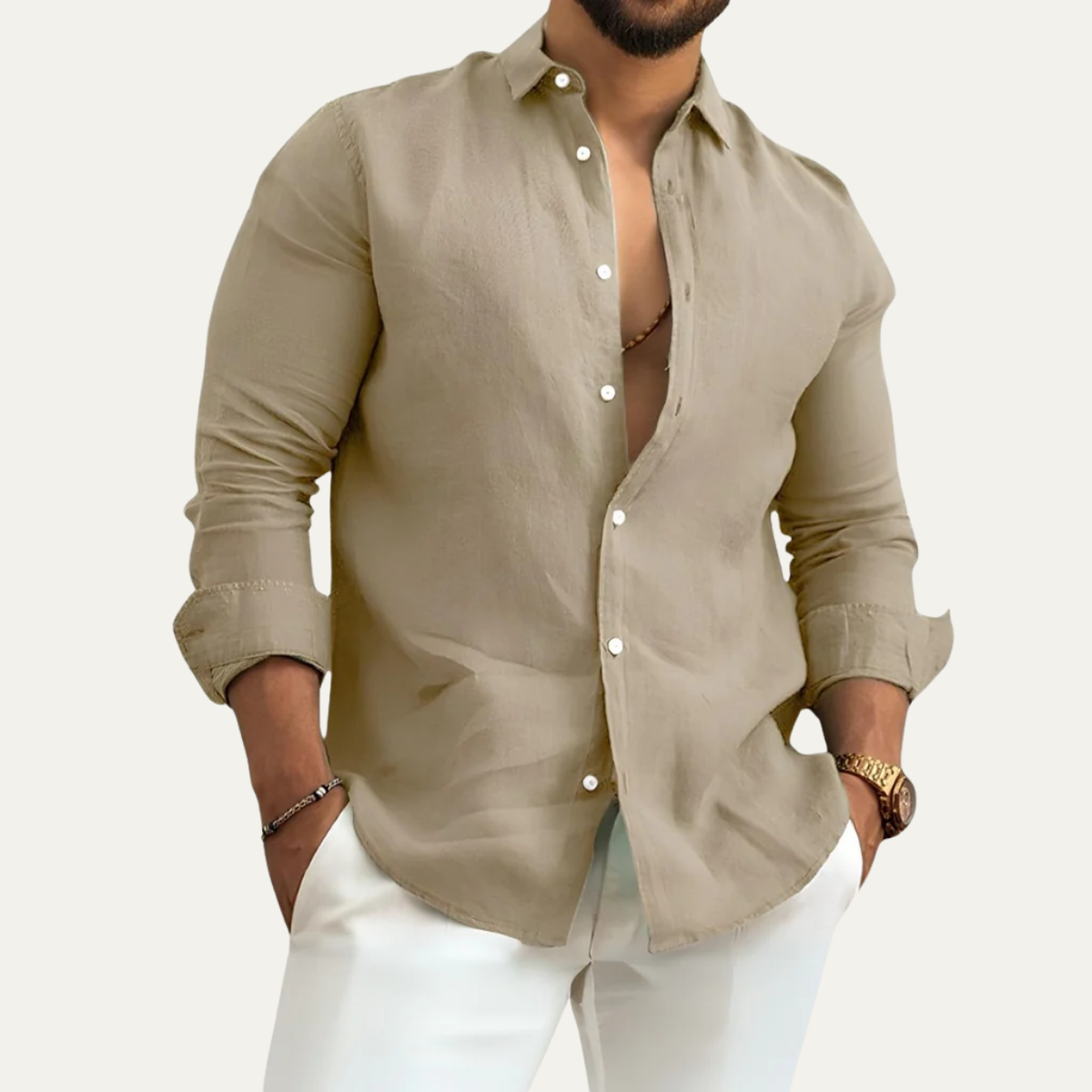 The Oristano Men’s Cotton Linen Button-Up Summer Shirt