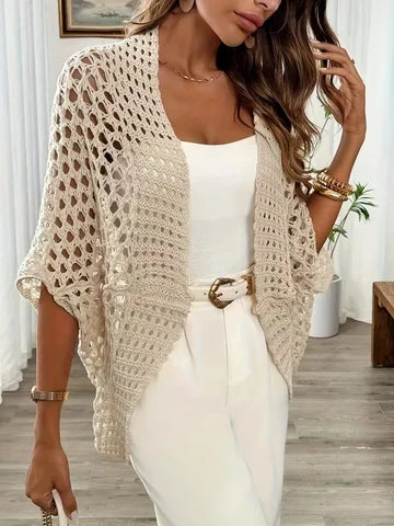 Women's Crochet Open Front Cardigan