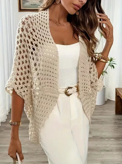 Women's Crochet Open Front Cardigan