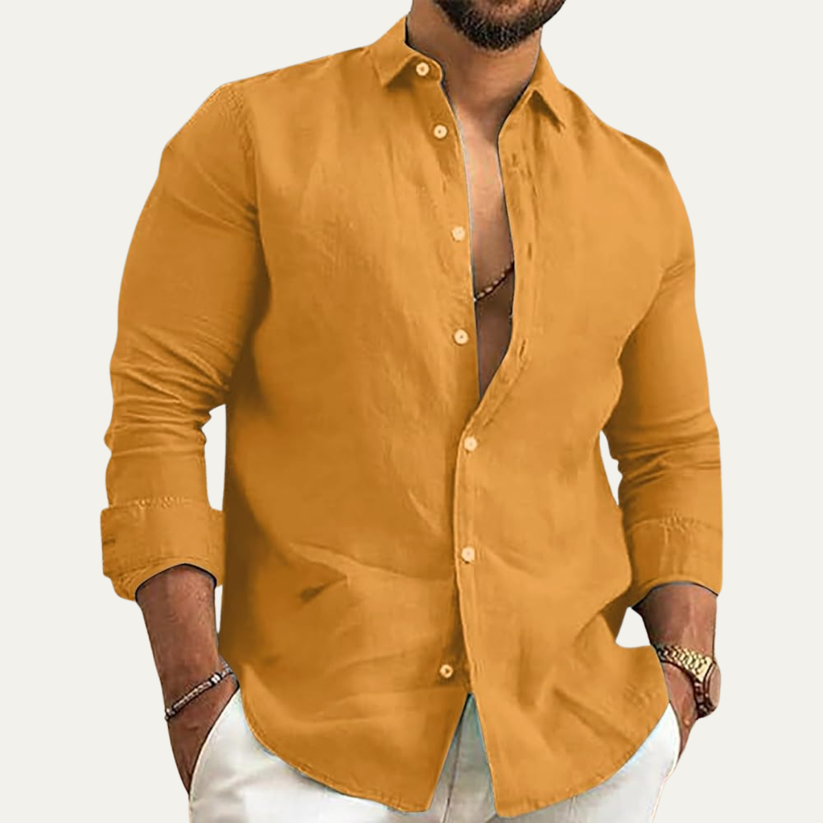 The Oristano Men’s Cotton Linen Button-Up Summer Shirt