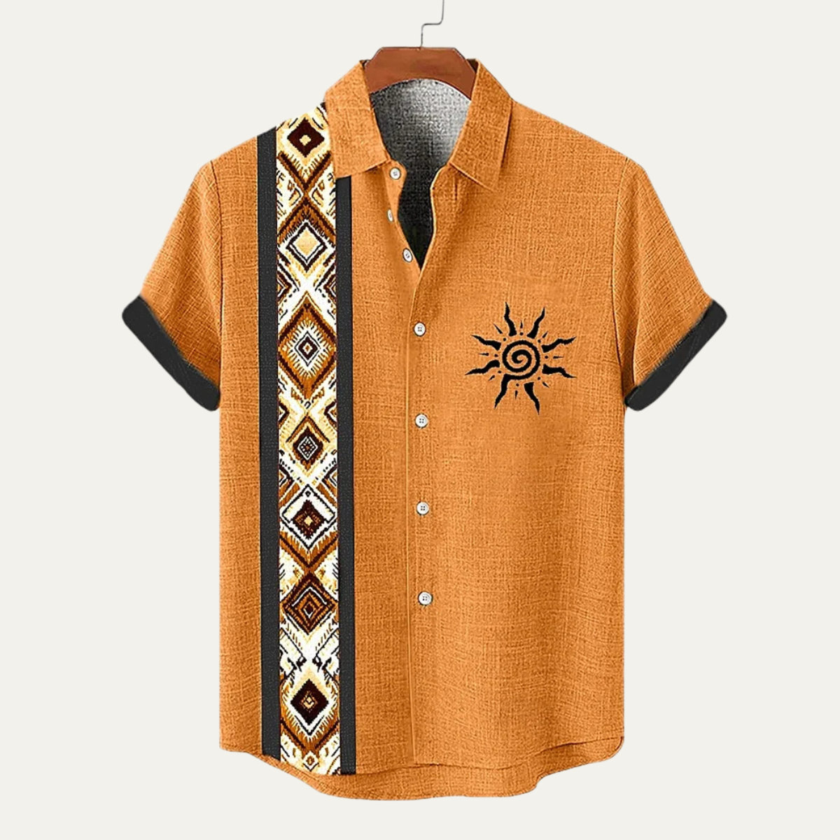 The Pavia Men's Vintage Patchwork Button Down Linen Top