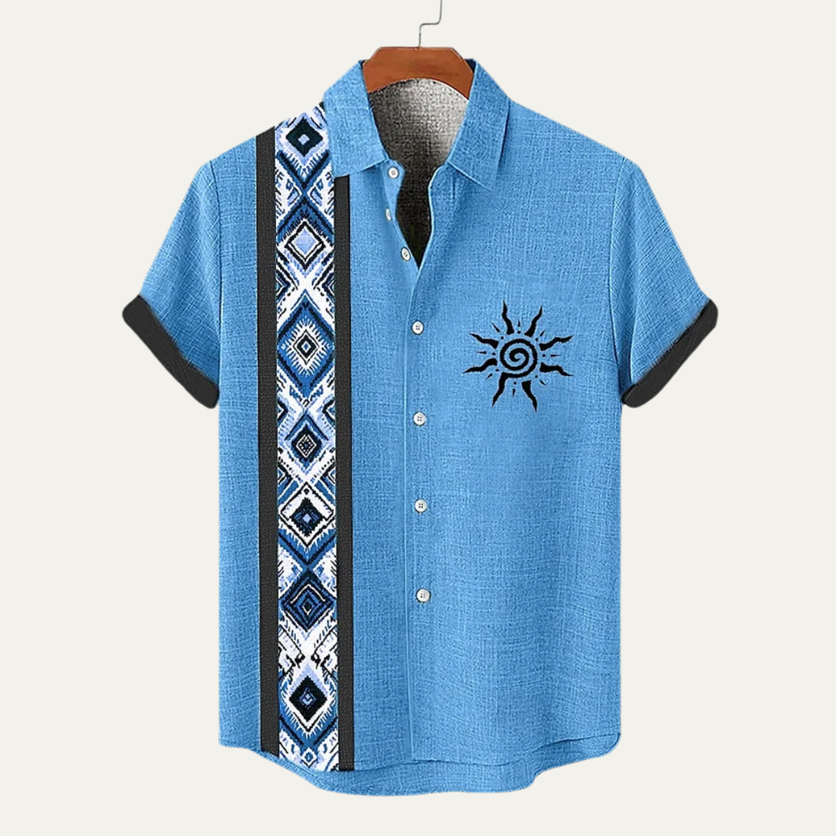 The Pavia Men's Vintage Patchwork Button Down Linen Top