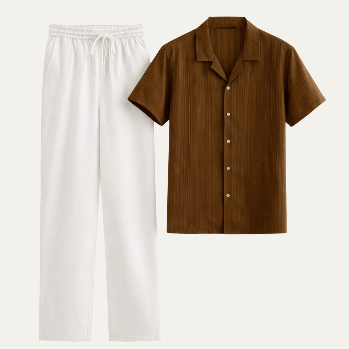 The Brookwood Ridge Men’s Textured Button Up Trendy Set – Shirt & Trousers