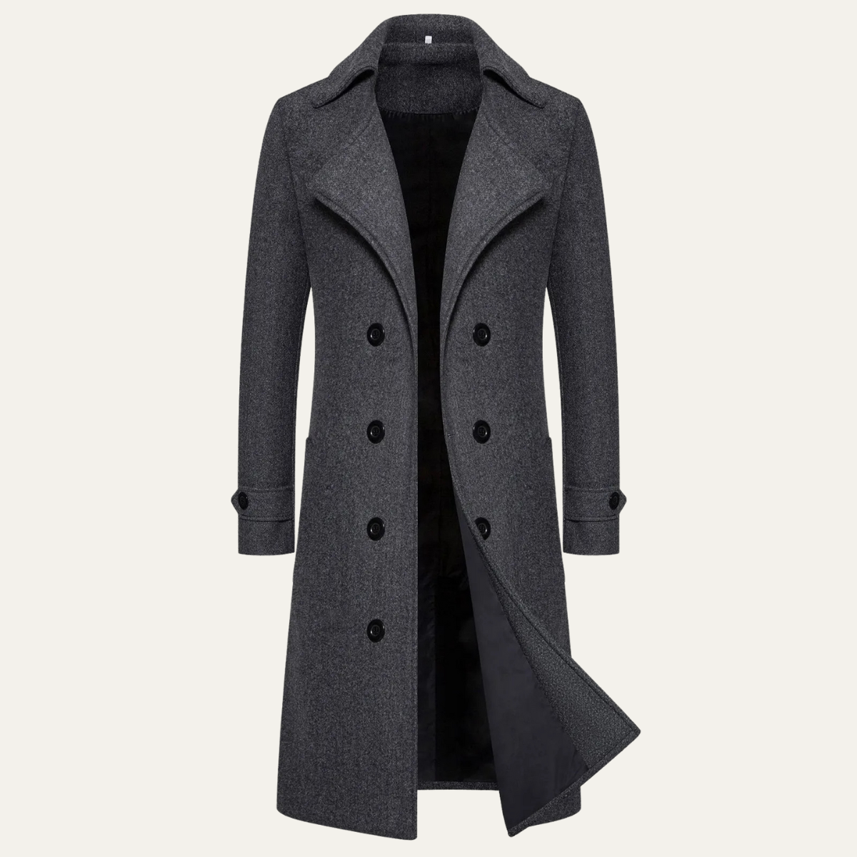 The Vicenza Men's Long Double Breasted Wool Trench Coat